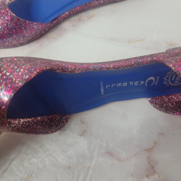 JEFFREY CAMPBELL GLITTER SPARKLE PINK JELLY FLATS HAVANA US LADIES SZ 8 SLIP ON - Picture 9 of 16